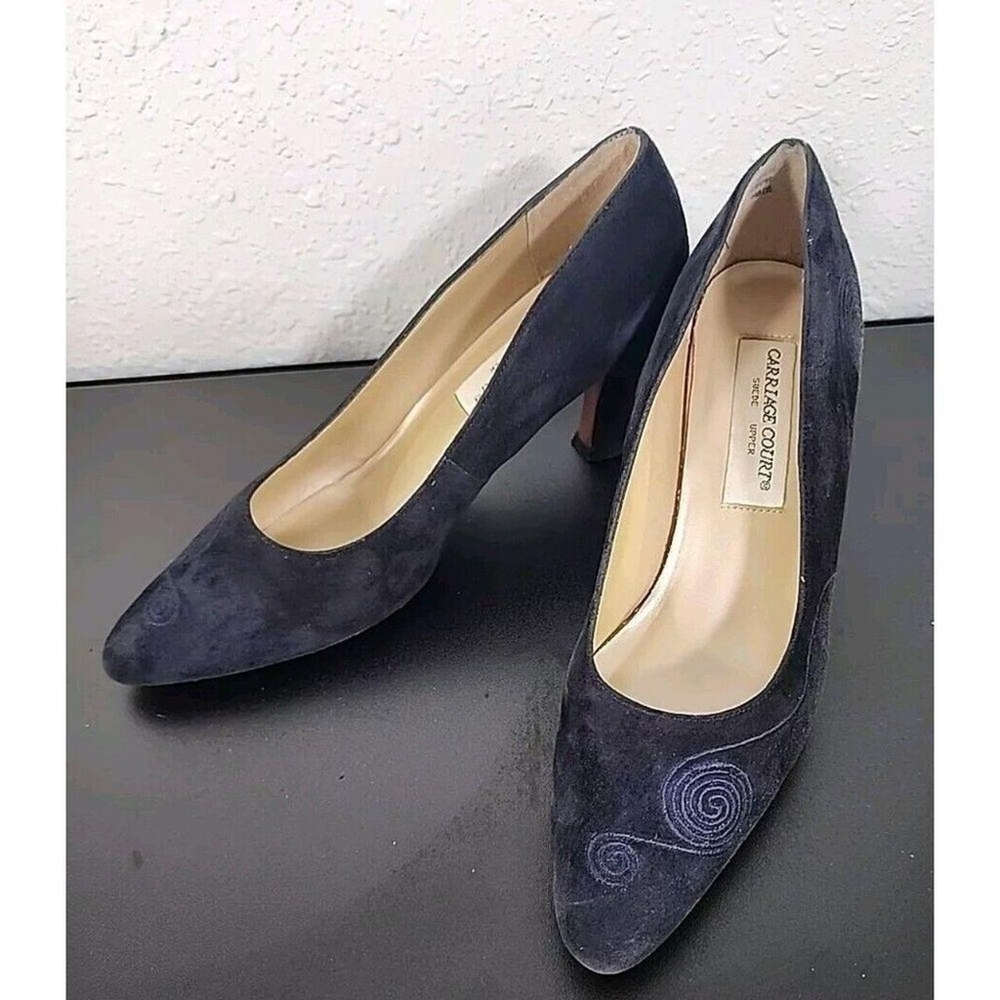 Carriage Court Women's Blue Suede Pump Heels